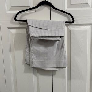 Haggar White Dress Pants with Thin Gray Pinstripes